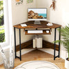 Corner Desk Triangle Laptop Workstation with USB Ports for Home Office