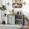 GYMAX Freestanding Kitchen Storage Cabinet Floor Storage Cabinet Sliding Door
