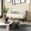 Modern Wooden Sofa Chair Armless Loveseat Sofa Fabric Two-Seater Couch Beige