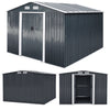 10X8FT Metal Steel Garden Shed Apex Roof W/ Free Base Storage House Ventilation