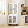 Kitchen White 178 cm Tall Cupboard Pantry Cabinet w/4 Transparent Doors