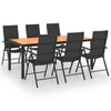 7 Piece Garden Dining Set Black and Brown l