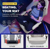 Ergonomic Gaming Chair with Footrest Fabric Lumbar Support 360 Swivel Seat Ivory