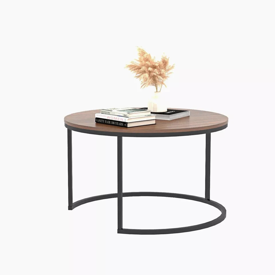 Nesting Coffee Tables Set of 2, Round Stacking Sofa Side Tables for Li ...