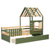 Wooden House Bed with 2 Storage Drawers & Slatted Frame 3ft Single Canopy Bed