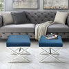 Square Fabric Stool Footstool Pouffe Seat Sofa Side Chair with Chrome Legs Stand