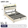 Upholstered Ottoman Bed with Hydraulic Lift & Storage Headboard with LED Strips