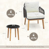 3 Piece Patio Chair Set Outdoor Rattan Bistro Set with Removable Cushion