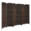 6 Panel Room Divider Privacy Screen Wall Folding Partition Hand-woven Rattan