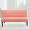 2 Seater Pink Linen Fabric Sofa Bed Recliner Sofabed Padded Loveseat Wooden Legs