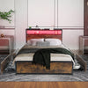 200*140CM Bed Frame Metal Bed Platform LED Lights Headboard & 4 Storage Zbuyedny