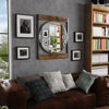 Industrial Metal Wood Frame Wall Mirror Bathroom Living Room Decorative Mirror