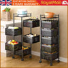 6 Tier Kitchen Rotating Storage Trolley Cart Utility Vegetable Mobile Shelf Rack