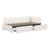 PANEL PLUSH UPHOLSTERED DAYBED STORAGE SOFA BED WITH 2 DRAWERS, 3FT SINGLE WHITE