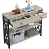 Console Sofa Table with 2 Open Shelves & Drawer Hallway Table Grey Retro Style