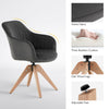 1 PC Dining Chair 360° Swivel Velvet Oak Solid Wood Legs Kitchen Room Chair