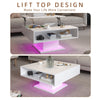 Square Coffee Table with LED Lights Cocktail Sofa Table for Living Room White