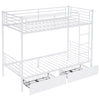Twin Bunk Bed Frame 3Ft Single Loft Sleeper with Two Storage Drawer Ladder White