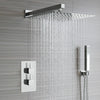 Bathroom Thermostatic Conceal Shower Mixer Twin head Large Square Bar Set Chrome