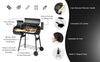 Charcoal Grill Offset Smoker with Cove,Barrel Charcoal Grill with Side Table