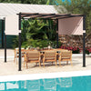 lat Top Pergola 305 x 305 cm Outdoor Pergola with Retractable Canopy-Beige
