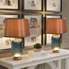 Modern Coastal Blue Glass LED Table Lamp Art Glass Bedside Lamp Reading Lights