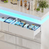 High Gloss Chest of 8 Drawers White with RGB LED Lights Bedroom Bedside Cabinet
