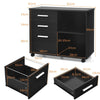 3-Drawer File Cabinet Mobile Lateral Filing Cabinet Printer Stand w/5 Wheels