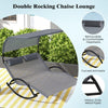 Costway Outdoor Double Chaise Rocker Rocking Daybed Sun Lounger w/ Canopy