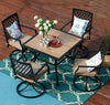 Metal Garden Dining Table Outdoor Patio Dining Table w/Umbrella Hole