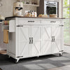 Rolling Kitchen Island Storage Trolley with 2 Drawers & Cupboard Dining White