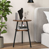 Round End Table Set of 2 Bedside Table Living Room Accent Table-Walnut