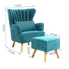 Velvet/Linen Shell Wing Back Upholster Accent Armchair Sofa Cushion Footstool UK