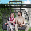 PE Rattan Double Hanging Egg Chair with Stand Foldable Wicker Swing Hammock Pod