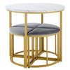 Dining Table and Chairs Set of 4 Space-Saving Kitchen Table Stools w/ Metal Legs