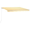 Manual Retractable Awning with LED 400x350 cm Yellow and White