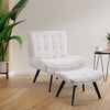 Comfy Teddy Velvet Folding Backrest Lounge Armchair &Footstool Set w/Metal Legs
