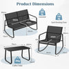 4Pcs Garden Furniture Set Patio Rocking Chairs Loveseat with Glass-Top Table