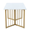 Dining Table with Metal Legs 140 cm Rectangle Marble Effect White Kitchen Table