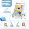 Toddlers Push Toy Montessori Walker Toy with Wheels-Blue