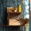 Carbonized Wood Squirrel Feeder Picnic Table Food Feeder Station Outside House