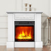 Electric Fire Suite White Freestanding Fireplace Mantel Heater Flame Surround Ff