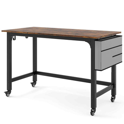 120cm Computer Workstation w/ Lockable Wheels & 2 Headphone Hooks