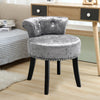Crushed Velvet Grey Vanity Dressing Table Chair Bedroom Makeup Stool Piano Seat