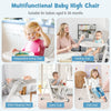 Foldable Baby High Chair Feeding Sleep Playing Chair w/Wheel-Dark Grey