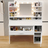 Dressing Table With 8 Shelves LED Mirror Set Makeup Desk Vanity Table Bedroom