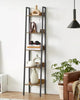 Ladder Shelf 5-Tier Narrow Shelf Bookshelf Rustic Brown and Black LLS109B01