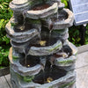 Garden Water Feature Outdoor Solar Power Cascading Water Fountain with LED Light