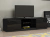 Modern TV Unit Stand Cabinet Black High Gloss Doors & Matt Body with LED Lights
