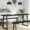 Table Dark Grey 180x50x6 Treated Solid Wood Oak Live M4G1